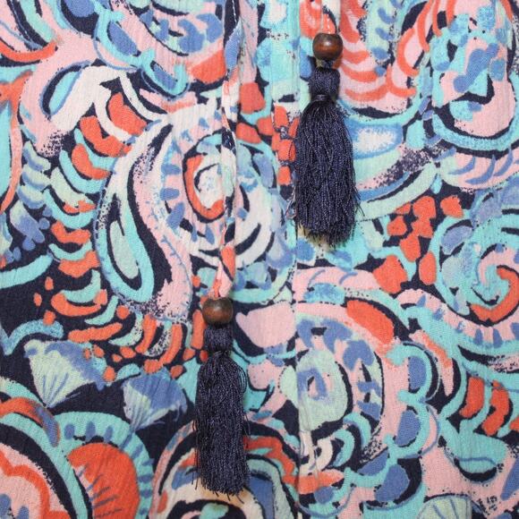 TALBOTS Paisley Print Wide-Leg Palazzo Pants Tassel Tie Waist | XL - Picture 4 of 7